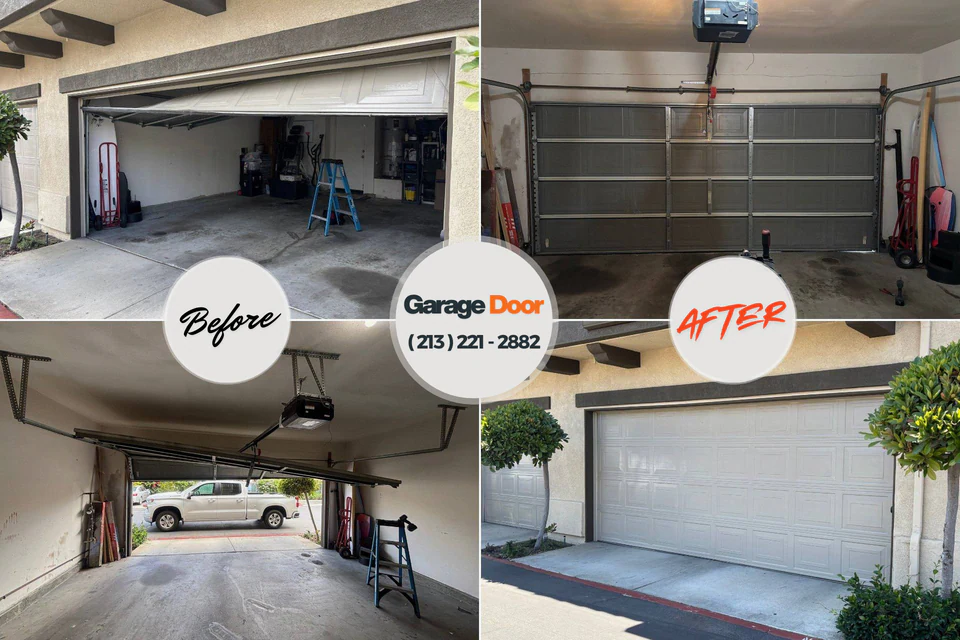 Before and after: garage door repair River Oaks, TX